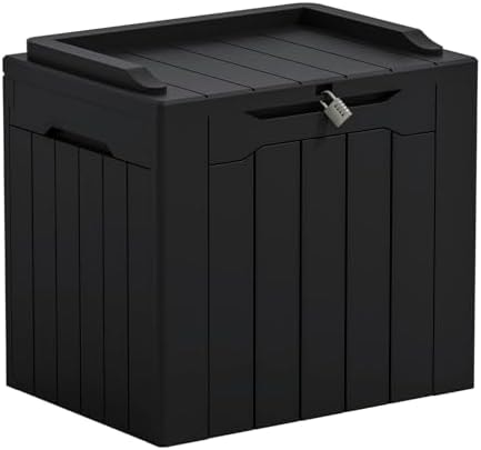 Greesum Outdoor Storage Box 31 Gallon Storage Box with Lid for Patio Furniture, Garden Tools, Pool Supplies, Waterproof and UV Resistant, Lockable, Dark Black