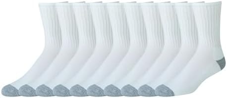 Amazon Essentials Men's Cotton Crew Athletic Moisture Wicking Sports Socks with Cushioned Sole, 10 Pairs, White, 6-12