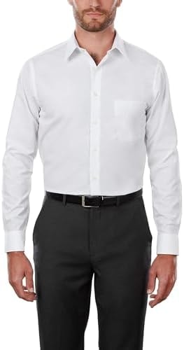 Van Heusen Men's Tall Fit Dress Shirts Poplin, White, 22" Neck 37"-38" Sleeve (5X-Large)