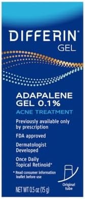Differin Acne Retinoid Treatment Gel, 0.1% Adapalene, 15g Tube