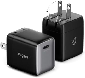wegear Nano Phone Charger, 2-Pack 45W GaN USB C Charger Block