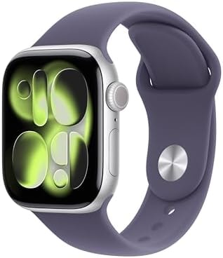 Apple Watch Series 11 [GPS 42mm] Smartwatch with Silver Aluminum Case with Purple Fog Sport Band - S/M. Sleep Score, Fitness Tracker, Health Monitoring, Always-On Display, Water Resistant