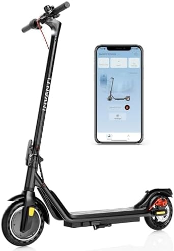 INVANTI E20 Electric Scooter with 350W Motor, Max 19 Miles & 18 MPH, 8.5" Solid Tires, APP Control & Dual Brakes, Cruise Control, Foldable and Portable Commuter Electric Scooter (Black)