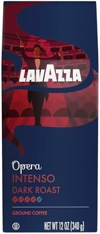 Lavazza Opera Intenso Ground Coffee 12oz Bag, Dark Roast, Bold and Balanced Taste, Intensity 4/5, Arabica and Robusta, Ideal for Drip Brewers, (Pack of 1) - Package May Vary