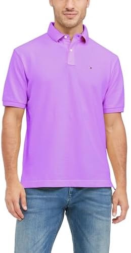 Tommy Hilfiger Mens Short Sleeve in Regular Fit Polo Shirt, African Violet, Small US