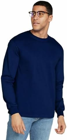 Gildan Adult Ultra Cotton Long Sleeve T-Shirt, Style G2400, Multipack, Navy (72-Pack), Large