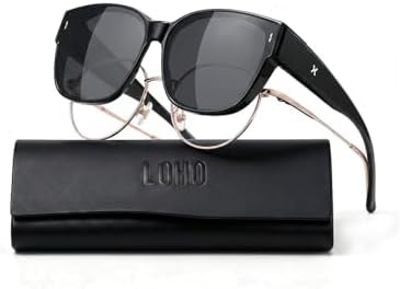 LOHO Polarized Sunglasses Over Glasses Women, Glasses Wearers Fit Over Glasses Sunglasses For Women & Men, TR90 Oversized Square Shades with UV400 for Driving, Fishing & Outdoor Activities
