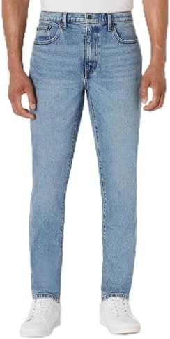 Amazon Essentials Men's Slim-Fit Jeans with Tapered Leg, 5-Pocket Styling, Zip Fly, Tinted Light Wash, 42W x 32L