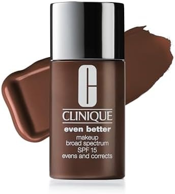 Clinique Even Better Makeup Liquid Foundation SPF 15 With Vitamin C For Dry + Oily Combination Skin Types | Medium Coverage + Natural Finish | Evens Skin Tone + Reduces Dark Spots, Espresso, 1 Fl Oz
