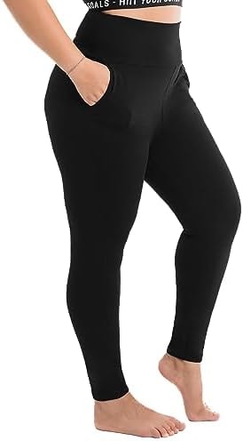 Walifrey Plus Size Leggings with Pockets for Women Black XXL