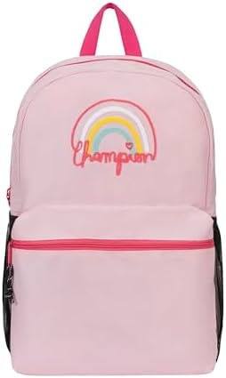 Champion Kids' Merit Backpack with Padded Straps, Water Bottle Pocket and Laptop Compartment for Daily Use, Rose/Hot Pink, One Size