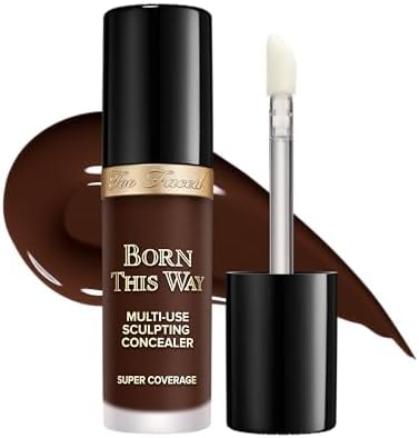 Too Faced Born This Way Super Coverage Multi-Use Concealer | Full-Coverage Hydrating Concealer for Dark Circles & Blemishes with Natural Finish | Hyaluronic Acid & Coconut Water, Ganache, 0.45 Fl Oz