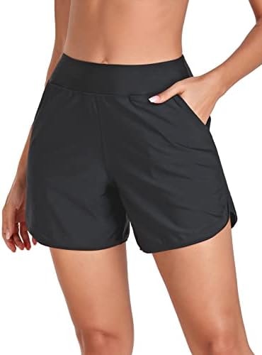 RELLECIGA Women's 5" High Waisted Board Shorts Black