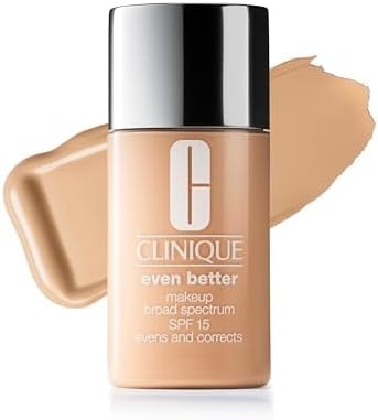 Clinique Even Better Makeup Liquid Foundation SPF 15 with Vitamin C for Dry + Oily Combination Skin Types | Medium Coverage + Natural Finish | Evens Skin Tone + Reduces Dark Spots, Stone, 1 Fl Oz