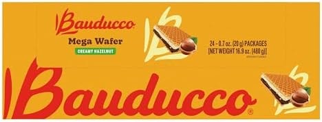 Bauducco Mega Wafer – Large Crispy Wafer Layers with Creamy Hazelnut, 0.7 oz Individually Wrapped Wafers (Pack of 24)