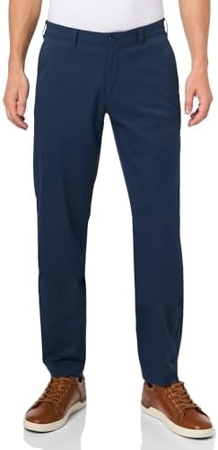 PGA TOUR Men’s Golf Performance Pants with Active Waistband, Classic Fit, Solid Stretch Fabric, Moisture-Wicking, Sun Protection , Black Iris, 34W x 32L