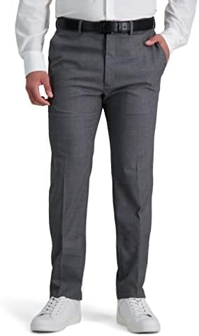 Kenneth Cole Reaction Men's Comfort Slim Fit Flat Front Dress Pant, Medium Grey, 34W x 30L