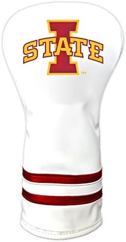 Team Golf NCAA Iowa Hawkeyes White Vintage Driver Head Cover White Vintage Driver Golf Club Headcover, Form Fitting Design, Retro Design