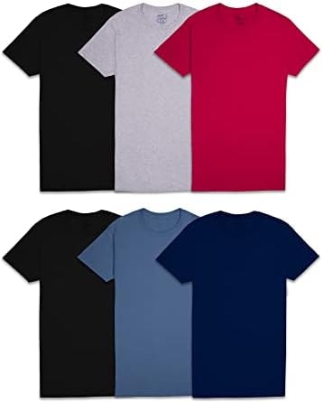 Fruit of the Loom Men's Eversoft Cotton Stay Tucked Crew T-Shirt, Regular-6 Pack Assorted Colors, m