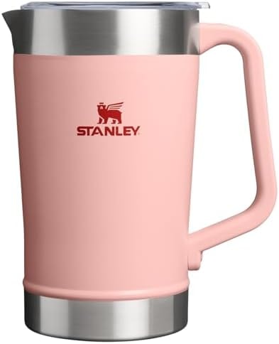 Stanley Stay-Chill Pitcher 64 oz | Cold Water, Beer, and Drink Pitcher with Lid | Large Capacity Durable Beverage Container with Handle | Insulated Stainless Steel | BPA-Free | Peach Rose