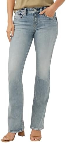 Silver Jeans Co. Women's Suki Mid Rise Curvy Fit Bootcut Jeans, Med Wash, 25W x 33L