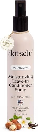 Kitsch Argan Milk Leave In Conditioner Spray – Hair Detangler Spray for Curly, Wavy, Fine, Dry & Damaged Hair - Silicone-Free - 6.3oz