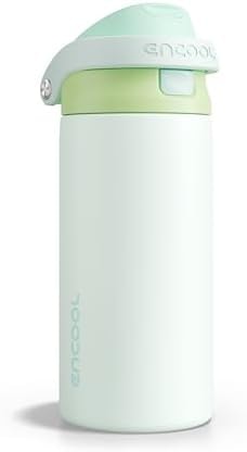 ENCOOL Leakproof Insulated Water Bottle with Straw Dual-Sip Water Bottle Bag-Safe Design for Work, Commute & Gym – Keeps Drinks Cold All Day, 18 oz, Lime White