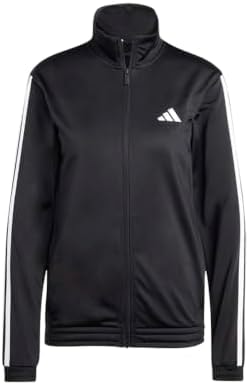 adidas Women's Tricot 3-Stripes Track Top, Black/White, XX-Large