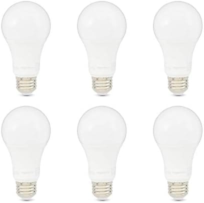 Amazon Basics A19 LED Light Bulbs, 100W Equivalent, 15W, E26 Standard Base, Daylight White 5000K, Non-Dimmable, 10,000 Hour Lifetime, 6-Pack