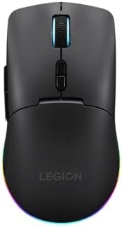 Lenovo Legion M220 Wireless RGB Gaming Mouse, Dual Channel Bluetooth, 2.4Ghz Wireless, USB-C Charging, 5-Level DPI Switch, Symmetrical Medium-Large Size, Black