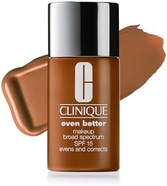 Clinique Even Better Makeup Liquid Foundation SPF 15 With Vitamin C For Dry + Oily Combination Skin Types | Medium Coverage + Natural Finish | Evens Skin Tone + Reduces Dark Spots, Pecan, 1 Fl Oz