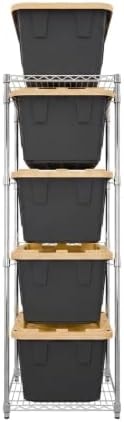 MonsterRAX 27 Gallon Tote Storage Rack, 5-Tier NSF Steel Bin Rack, Silver