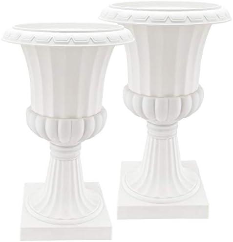 Arcadia Garden Products PL51WT-2 Deluxe Plastic Urn (Pack of 2), White, 16"x27"