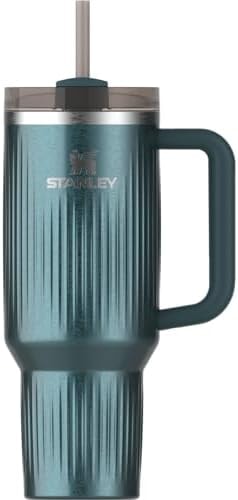 STANLEY Quencher H2.0 Tumbler with Handle and Straw 40 oz | Flowstate 3-Position Lid | Cup Holder Compatible for Travel | Insulated Stainless Steel Cup | BPA-Free | Fluted Marina Shine