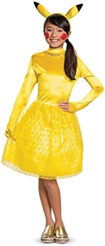 Disguise Pokemon Pikachu Costume, Officially Licensed Kids Halloween Dress Up Outfit, Size (10-12)