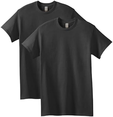 Gildan mens Heavy Cotton T-shirt, Style G5000, Multipack Shirt, Black (2-pack), Medium US