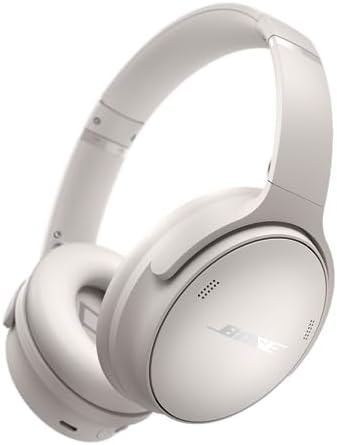 Bose QuietComfort Headphones - Wireless Bluetooth Headphones, Active Over Ear Noise Cancelling and Mic, USB-C Charging, Deep Bass, Up to 24 Hours of Playtime, White Smoke