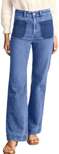 Astylish Wide Leg Jeans for Women Trendy High Waisted,Sky Blue,Size 18