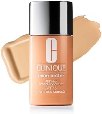 Clinique Even Better Makeup Liquid Foundation SPF 15 With Vitamin C For Dry + Oily Combination Skin Types | Medium Coverage + Natural Finish | Evens Skin Tone + Reduces Dark Spots, Meringue, 1 Fl Oz