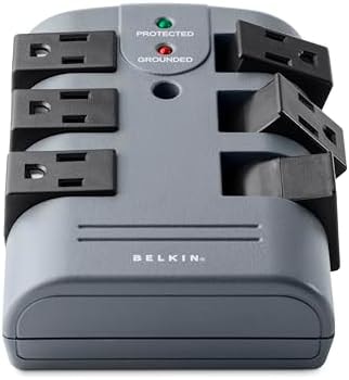 Belkin Power Strip Surge Protector - 6 Rotating AC Multiple Outlets, Flat Pivot Plug - Heavy Duty Wall Outlet Extender for Home, Office, Travel, Computer Desktop & Phone Charging Brick (1,080 Joules)
