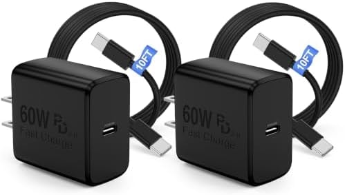 60W USB C Charger Block, Super Fast Charger Android 10ft C to C Cable Cord Long, Type C Laptop Charging Power Adapter for MacBook Pro/Samsung Galaxy S26 S25 S24 S23 S22 S21 Ultra/Plus/iPhone 17 16 15