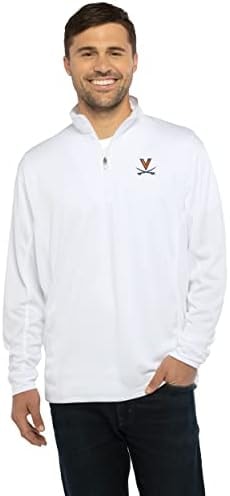 Vantage Apparel Poly Micro Mesh White 1/4 Zip, Virginia Cavaliers, XL