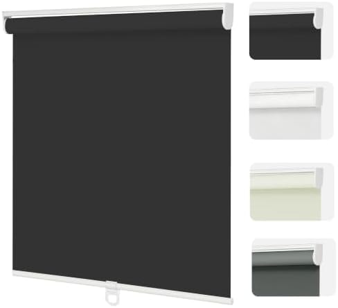 Changshade Blackout Roller Shades Cordless for Windows,100% Room Darkening Window Blinds for Bedroom,Thermal Insulated UV Protection,Easy Install Pull Down Shades for Home,43" w x 72" h,Black