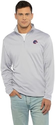 Vantage Apparel Poly Micro Mesh Grey 1/4 Zip, Boise State Broncos, 3XL