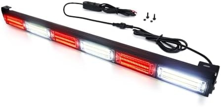 Xprite 27" COB LED Utility Traffic Advisor Strobe Light Bar, 21 Selectable Patterns Directional Caution Lightbar, for Utility Vehicles Trucks Cars SUV - White Red