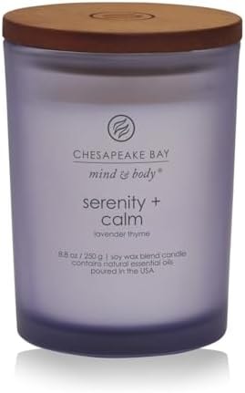 Chesapeake Bay Candle Medium Jar Scented Candle Serenity + Calm (Lavender Thyme) Home Décor Orange Gifting Idea Burn Time of 50 Hours