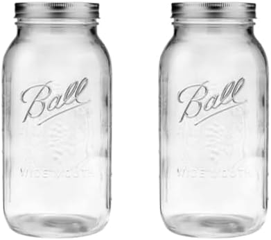 Ball Glass Mason Jar with Lids and Bands, Wide Mouth, 64 OZ (Pack of 2)