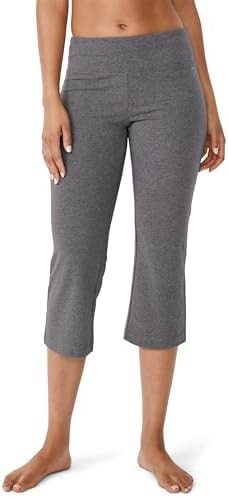 Jockey Women's Activewear Cotton Stretch Slim Flare Capri, Charcoal Grey Heather, 1XL