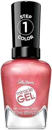 Sally Hansen Miracle Gel Supercharged Pinks Nail Polish | Salon Quality Gel-Like Formula, Two-Step System, No UV Light Needed, Long Lasting | 254 Go Hard or Glow Home | Rosey Pearl Nail Color