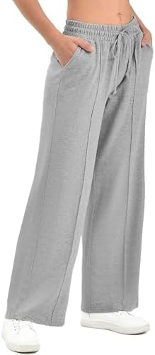 SINOPHANT Women's Wide Leg Sweatpants with Pockets Deep Grey L